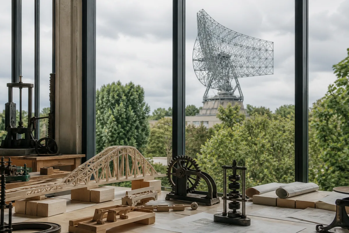 Antenne radio en treillis métallique se découpant sur un ciel nuageux